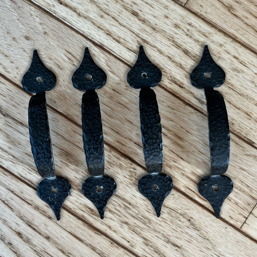 VINTAGE/ANTIQUE Black Hammered Metal Drawer Pulls